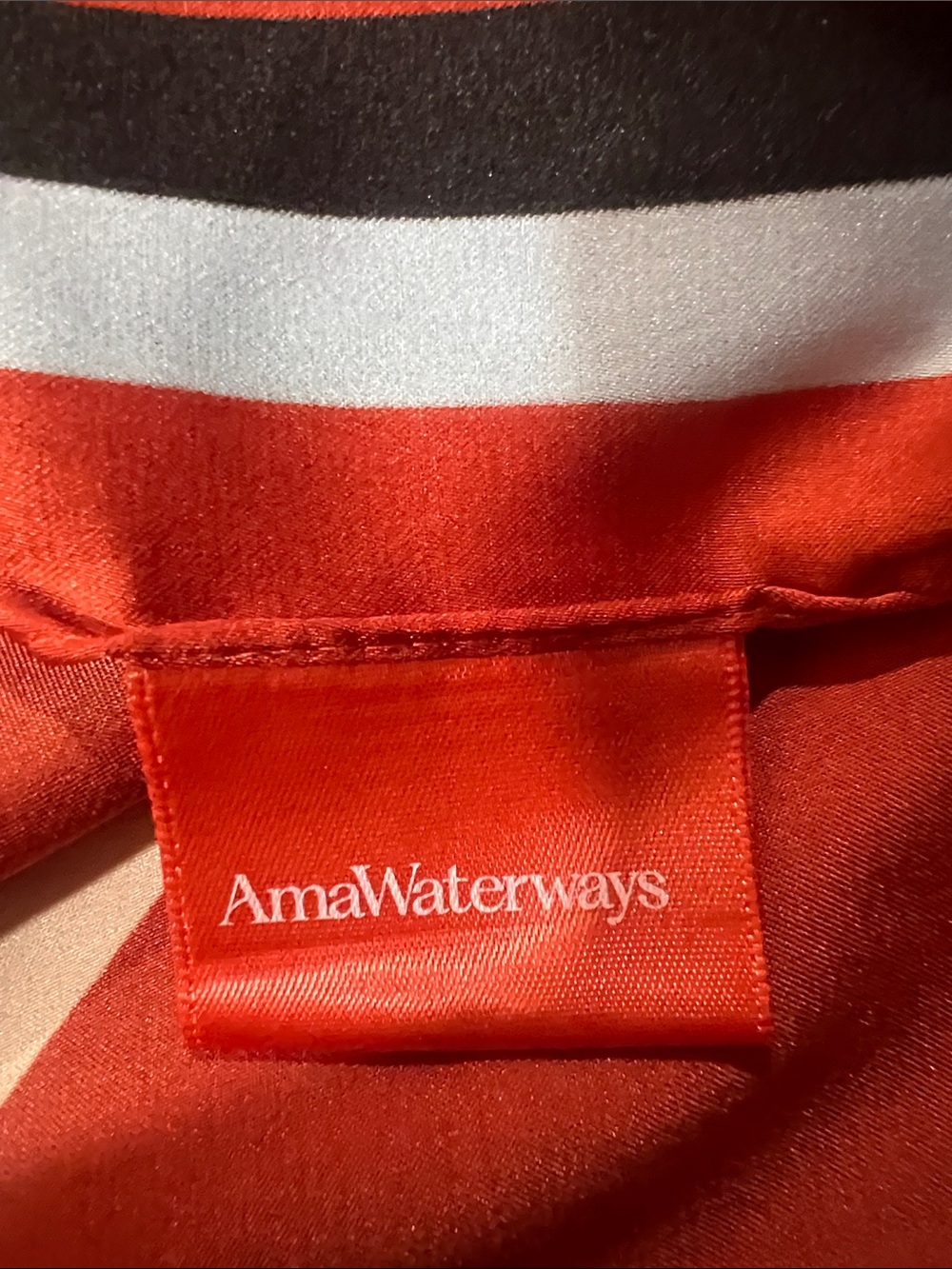 AMAWaterways Geometric Rust Beige Silk-Feel Scarf Wrap - Picture 2 of 3